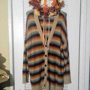 AE Long Stripped knitted cardigan